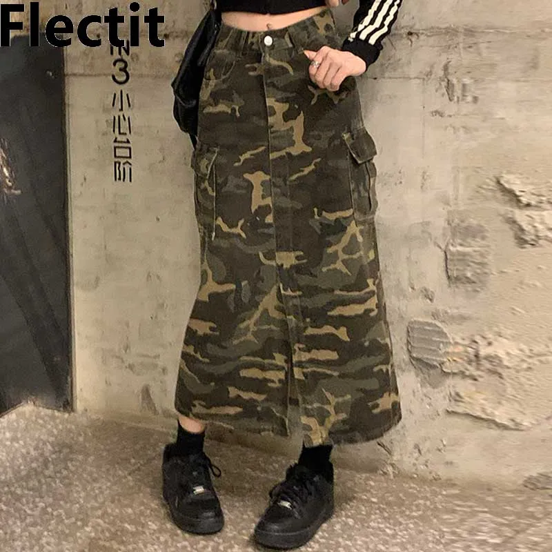 Flectit Camo Cargo Skirt Women's Camouflage Print Midi Skirt with Utility Pocket Grunge Streetwear Plus Size S- 4XL
Flectit Camo Cargo Skirt Women's Camouflage Print Midi Skirt with Utility Pocket Grunge Streetwear Plus Size S- 4XL