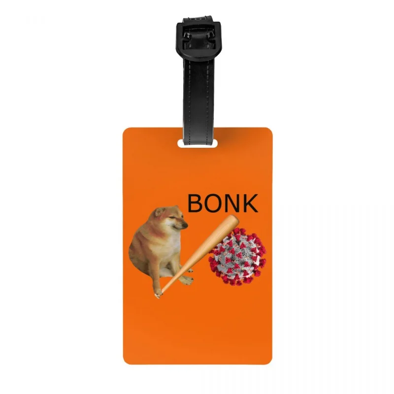 

Custom Shiba Inu Dog Cheems Bonk Meme Luggage Tag With Name Card Privacy Cover ID Label for Travel Bag Suitcase