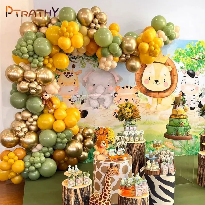 137pcs Cartoon Jungle Safari Animal Theme Balloons Avocado Green Gold Skin Latex Balloons Kids Birthday Party Baby Shower Decors
137pcs Cartoon Jungle Safari Animal Theme Balloons Avocado Green Gold Skin Latex Balloons Kids Birthday Party Baby Shower Decors