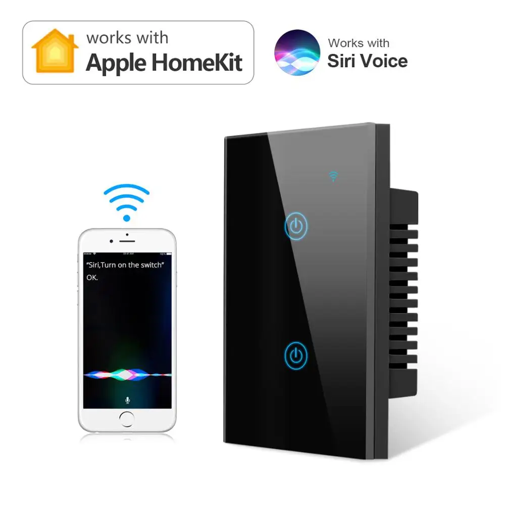 Беспроводной Wi-Fi Φ переключатель Siri Голосовое управление таймер работа с Apple Homekit нейтральный провод требуется стандарт США
Беспроводной Wi-Fi Φ переключатель Siri Голосовое управление таймер работа с Apple Homekit нейтральный провод требуется стандарт США