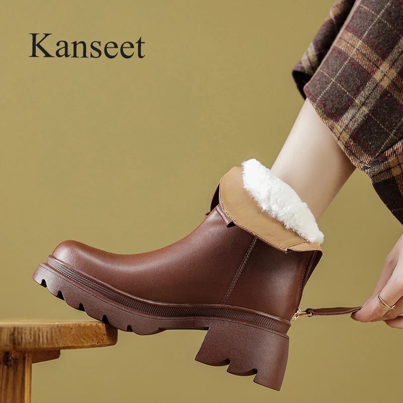 Женские полусапожки Kanseet, теплые зимние полусапожки из натуральной кожи с шерстяным мехом, на молнии, с круглым носком, на толстом каблуке, коричневые
Женские полусапожки Kanseet, теплые зимние полусапожки из натуральной кожи с шерстяным мехом, на молнии, с круглым носком, на толстом каблуке, коричневые