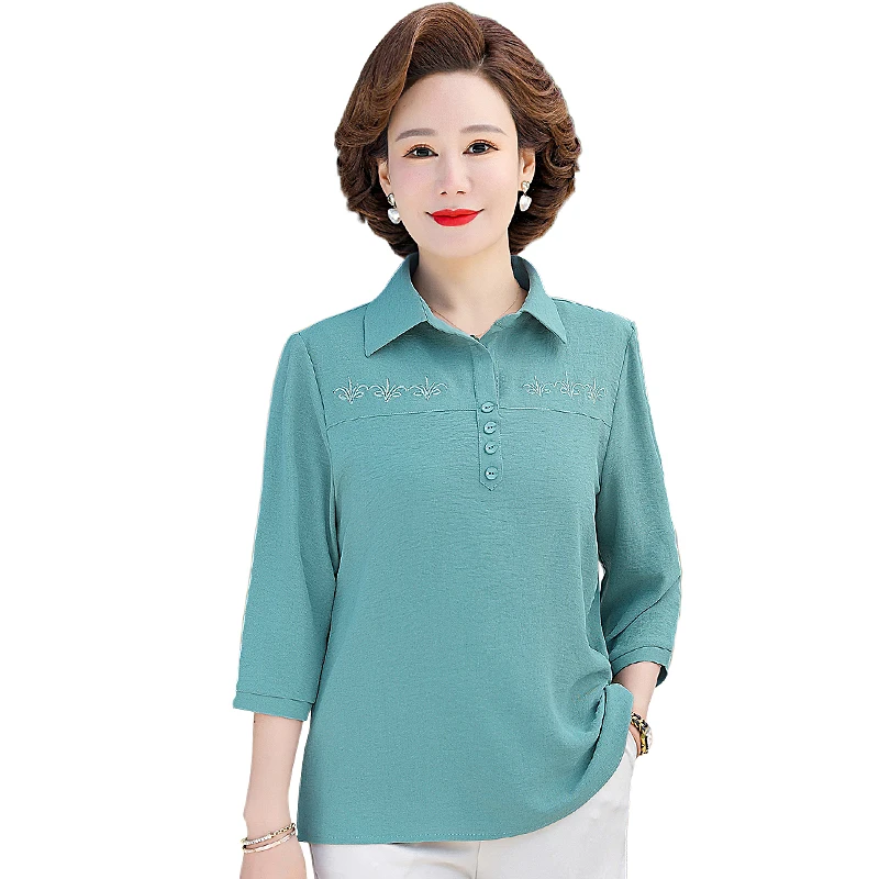 Women's Three-Quarter Sleeve Embroidery Blouses, Casual Tops, Lady Fashion, Spring, Summer
Women's Three-Quarter Sleeve Embroidery Blouses, Casual Tops, Lady Fashion, Spring, Summer