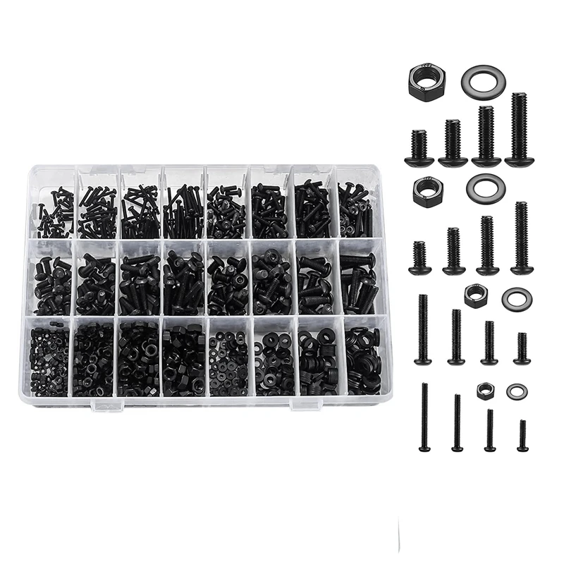 1225Piece Hex Button Socket Head Cap Screws Bolts Nuts Flat Washers Assortment Kit Black Machine Screws And Nuts
1225Piece Hex Button Socket Head Cap Screws Bolts Nuts Flat Washers Assortment Kit Black Machine Screws And Nuts