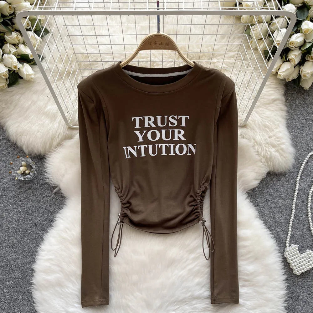 French Style Long Sleeve T-shirt O-Neck Letter Print New Slim Fit T Shirts Tight Tee Autumn Crop Tops Women Clothes Dropshipping
French Style Long Sleeve T-shirt O-Neck Letter Print New Slim Fit T Shirts Tight Tee Autumn Crop Tops Women Clothes Dropshipping