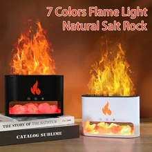 Fireplace Humidifier Crystal Salt Rock Fire Lamp Volcano Air Humidifier Flame Aroma Smell Essential Oil Diffuser for Home 5V 2A