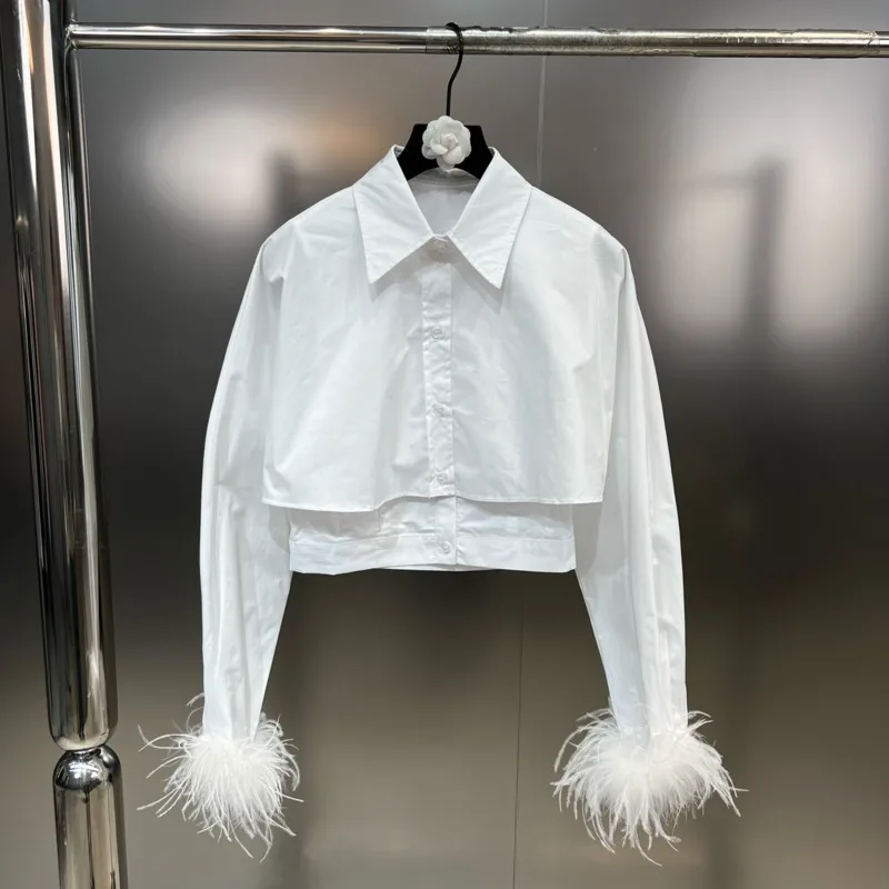 PREPOMP 2023 Spring New Arrival Feathers Long Sleeve Turn Down Collar Vest Liner Fake Two Piece Slim White Shirt Women GH445
PREPOMP 2023 Spring New Arrival Feathers Long Sleeve Turn Down Collar Vest Liner Fake Two Piece Slim White Shirt Women GH445