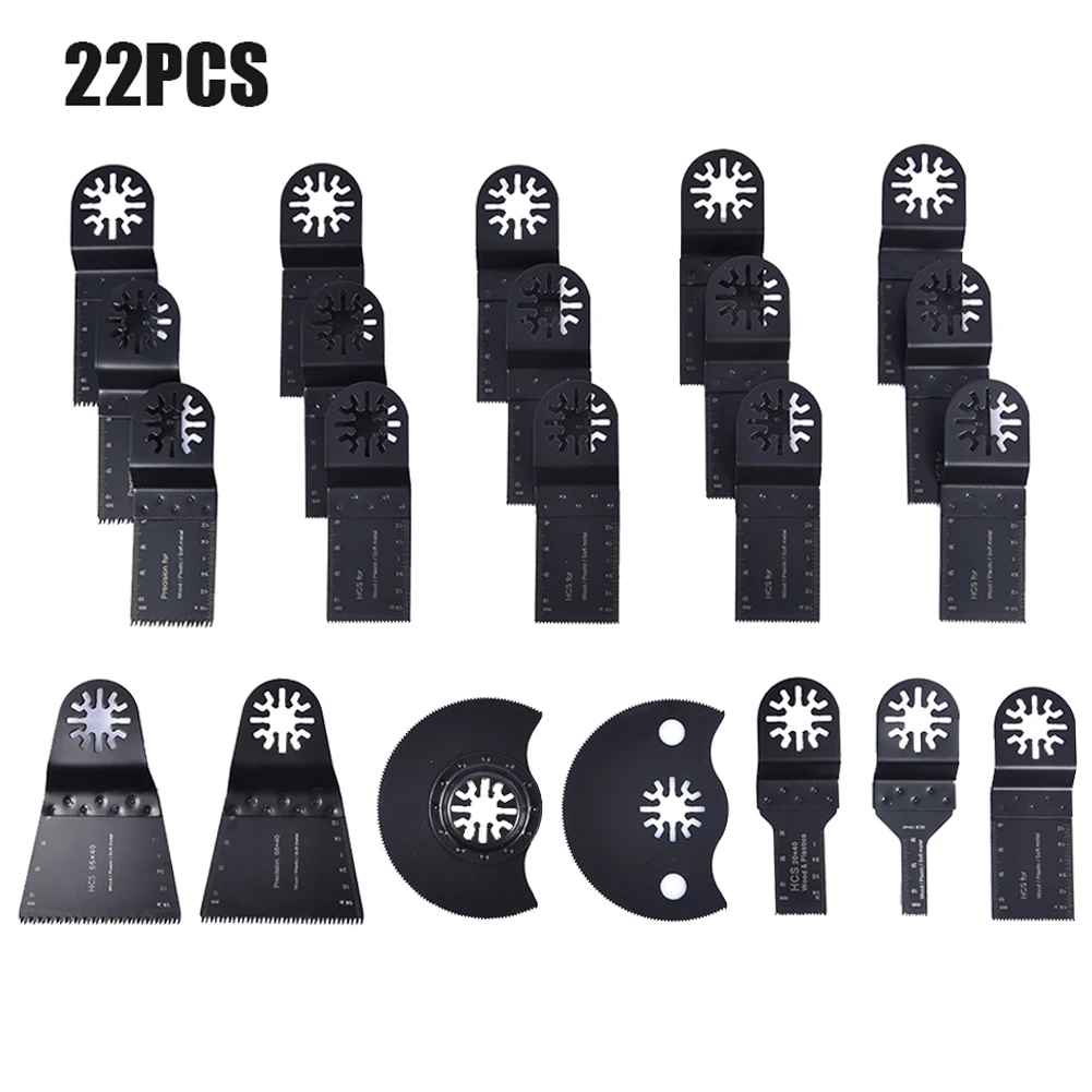 22PC Oscillating Multitool HCS Saw Blades Accessories Kit Home Oscillating Multitool Blade for Wood Metal Plastic
22PC Oscillating Multitool HCS Saw Blades Accessories Kit Home Oscillating Multitool Blade for Wood Metal Plastic