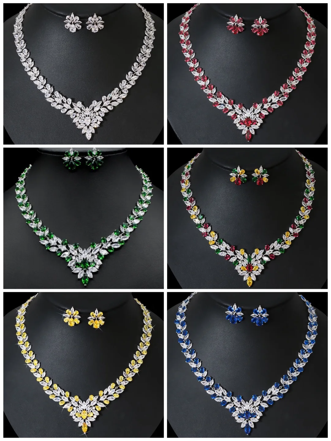 AMC Luxury Green Blue Multi Color Flower Shape Necklace and Earring Set Zircon Bridal Wedding Party Jewelry Gifts For Women
AMC Luxury Green Blue Multi Color Flower Shape Necklace and Earring Set Zircon Bridal Wedding Party Jewelry Gifts For Women