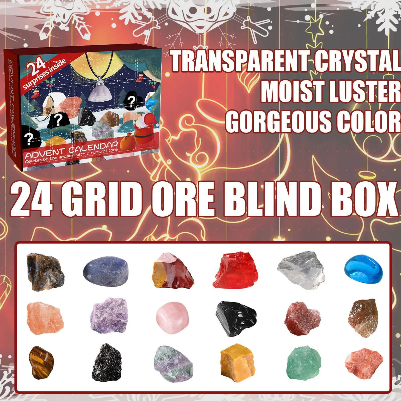 Christmas Ore Advent Calendar | 2023 New Year 24 Days Holiday Countdown Advent Calendars with Rocks, Gems | Jewelry Gift
Christmas Ore Advent Calendar | 2023 New Year 24 Days Holiday Countdown Advent Calendars with Rocks, Gems | Jewelry Gift