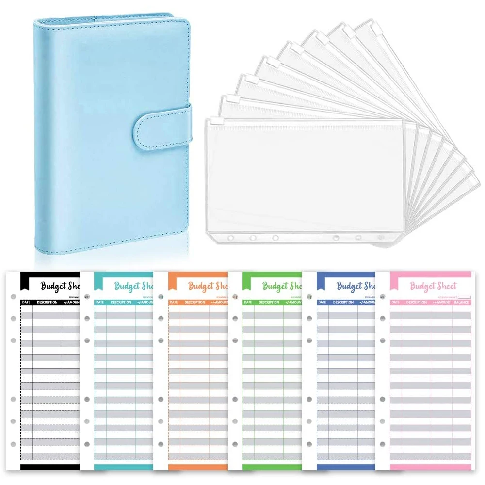 A6 PU Leather 6 Ring Binder Refillable Notebook Binder Plastic Zippered Cash Envelopes Pockets Budget Sheets Planner Waterproof
A6 PU Leather 6 Ring Binder Refillable Notebook Binder Plastic Zippered Cash Envelopes Pockets Budget Sheets Planner Waterproof