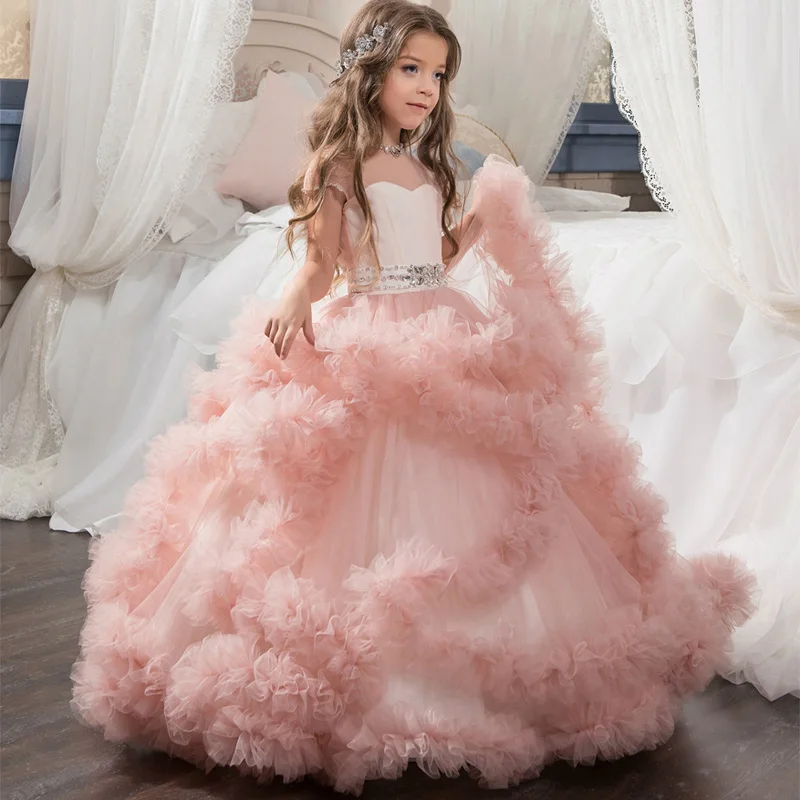 

Junior Girls Banquet Pageant Dress 12 Years Teen Girls Luxury High End Party Elegant Gown Long Tutu Dresses Sparkle Cocktail