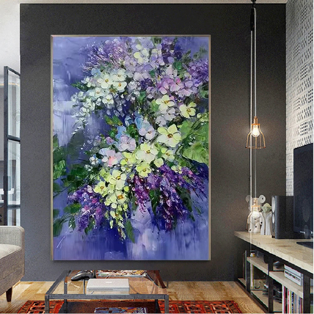 Purple Flower With Green Leaf Beautiful Plant Art Hand Painted Oil Paintings On Canvas Home Decor Wall Art Artwork No Frame 
Purple Flower With Green Leaf Beautiful Plant Art Hand Painted Oil Paintings On Canvas Home Decor Wall Art Artwork No Frame