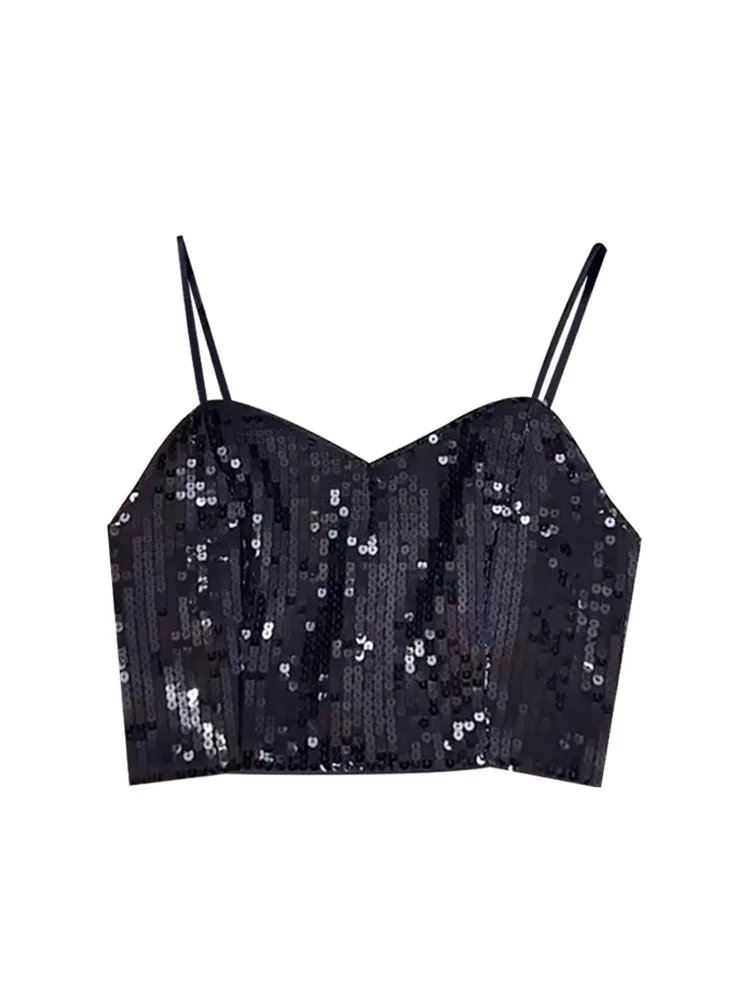 2022 Summer Women's Crop Tops Sexy Y2k Gothic Ladies Vest Streetwear Fashion Sequins Camis Sleeveless Black Party Short Tank Top
2022 Summer Women's Crop Tops Sexy Y2k Gothic Ladies Vest Streetwear Fashion Sequins Camis Sleeveless Black Party Short Tank Top