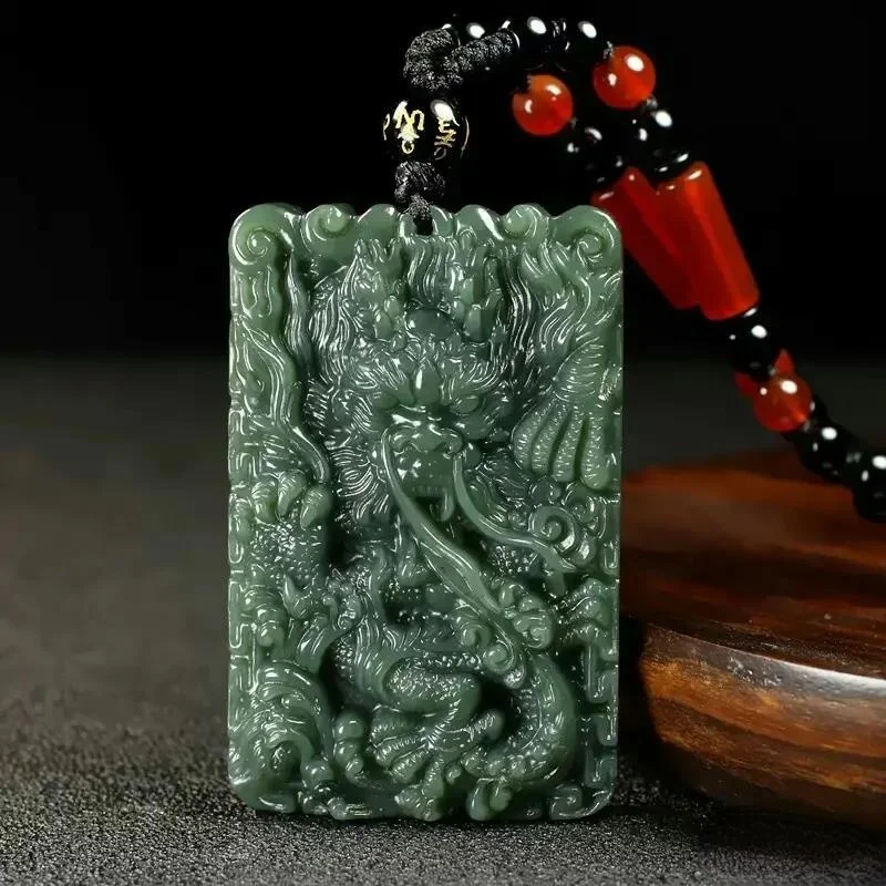 New Natural Hetian Jade Zodiac Dragon Pendant Jadeite Charm Necklace Exquisite Jewelry Men Women Accessories with Chain Gift
New Natural Hetian Jade Zodiac Dragon Pendant Jadeite Charm Necklace Exquisite Jewelry Men Women Accessories with Chain Gift