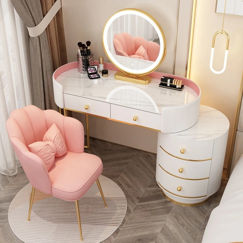 Bedroom White Vanity Tables Luxury Multifunction Laden Light Mirror Stool Makeup Table Coiffeuses De Chambre Wood Furniture
Bedroom White Vanity Tables Luxury Multifunction Laden Light Mirror Stool Makeup Table Coiffeuses De Chambre Wood Furniture