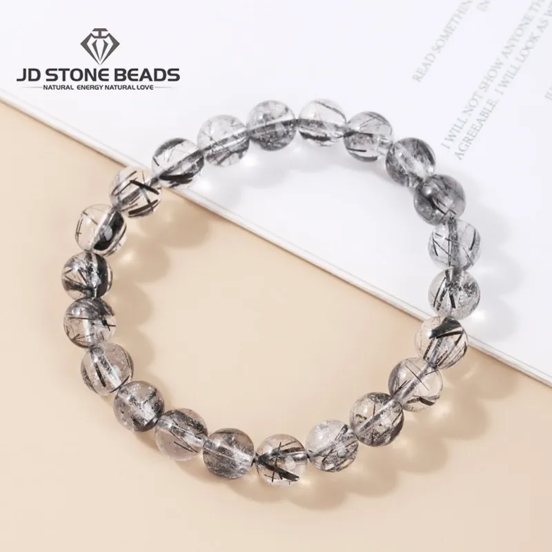 8A Natural Black Rutilated Quartz Beaded Bracelets Men Women Quality Clear Crystal Round Stone Wealthy Charm Bangles Wrist Gifts
8A Natural Black Rutilated Quartz Beaded Bracelets Men Women Quality Clear Crystal Round Stone Wealthy Charm Bangles Wrist Gifts