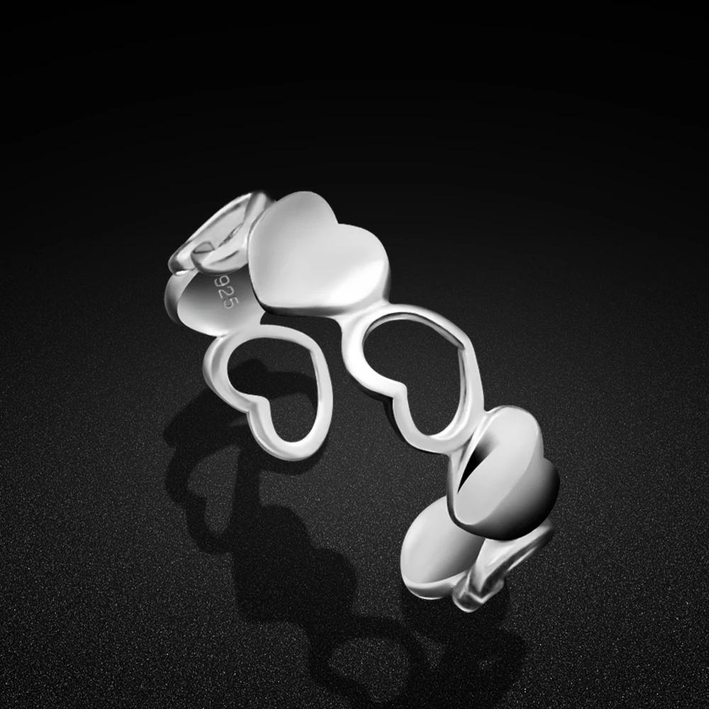 

Женское кольцо из стерлингового серебра 925 пробы, новинка 2023, модное простое Винтажное кольцо в виде сердца, регулируемое открытое ювелирное изделие для девочек-подростков