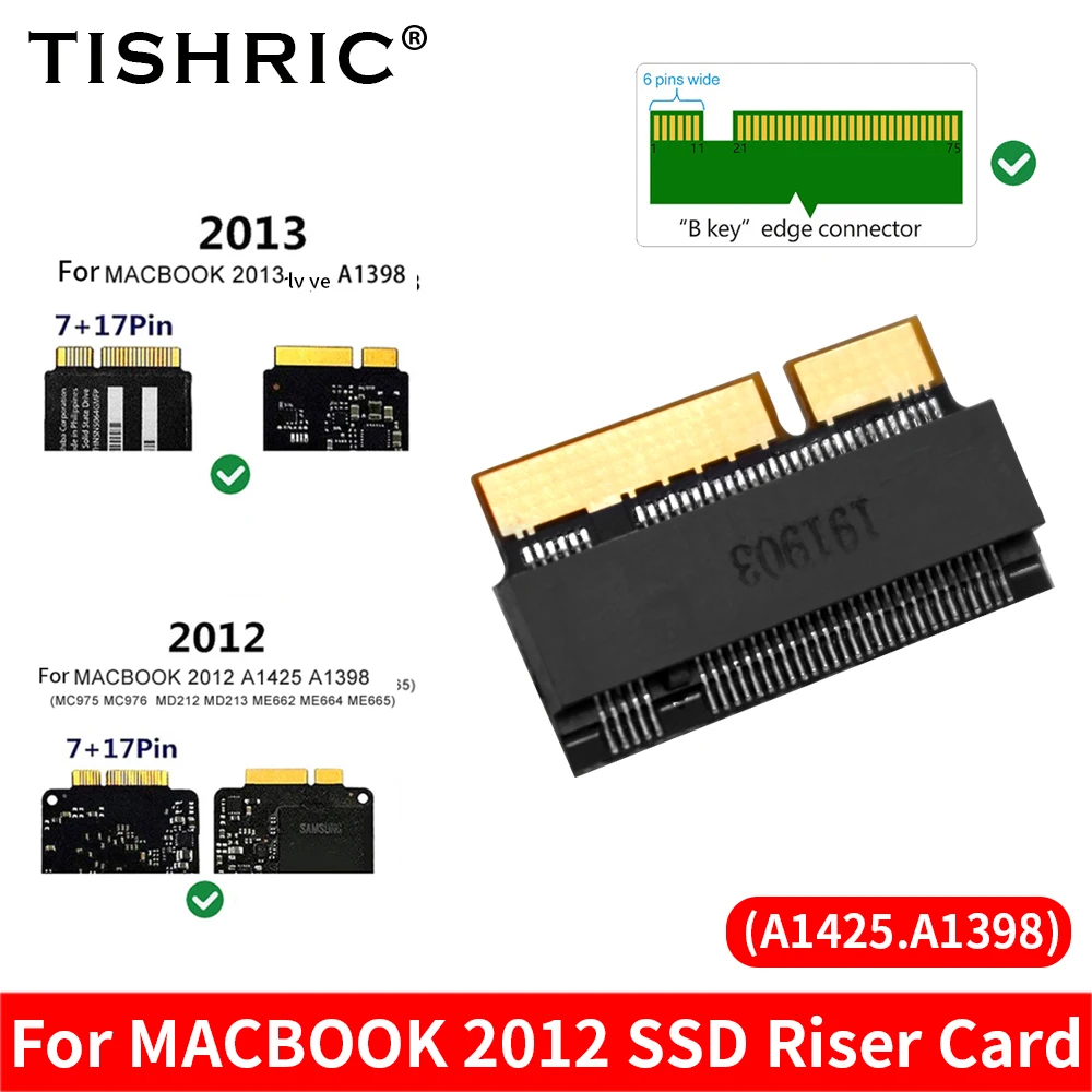 Переходная карта TISHRIC M.2 SATA SSD для MACBOOK 2012 SSD, переходная карта A1425 A1398 M2 SSD, адаптер, коннектор, поддержка B-key SATA протокол
Переходная карта TISHRIC M.2 SATA SSD для MACBOOK 2012 SSD, переходная карта A1425 A1398 M2 SSD, адаптер, коннектор, поддержка B-key SATA протокол