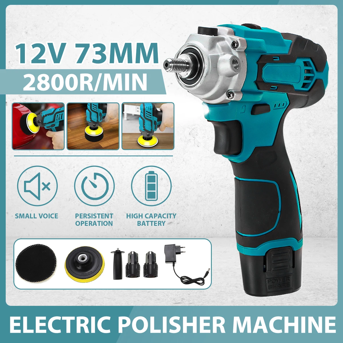 Cordless Electric Car Polisher Machine 12V Portable Car Polishing Cleaner Adjustable Speed Rechargeable Lithium Battery
Cordless Electric Car Polisher Machine 12V Portable Car Polishing Cleaner Adjustable Speed Rechargeable Lithium Battery