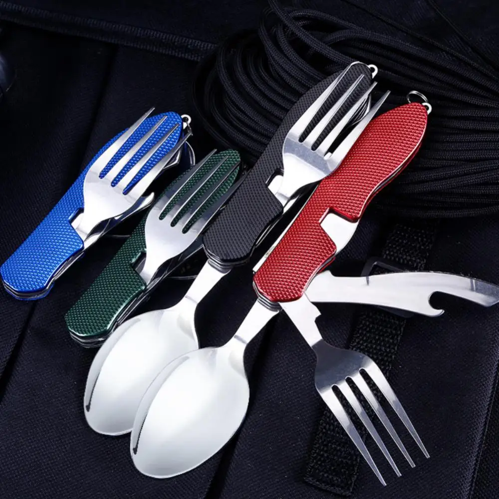 Folding Portable 4 In 1 Stainless Steel Camping Picnic Cutlery Knife Fork Spoon Bottle Opener Flatware Tableware Travel Kit
Folding Portable 4 In 1 Stainless Steel Camping Picnic Cutlery Knife Fork Spoon Bottle Opener Flatware Tableware Travel Kit