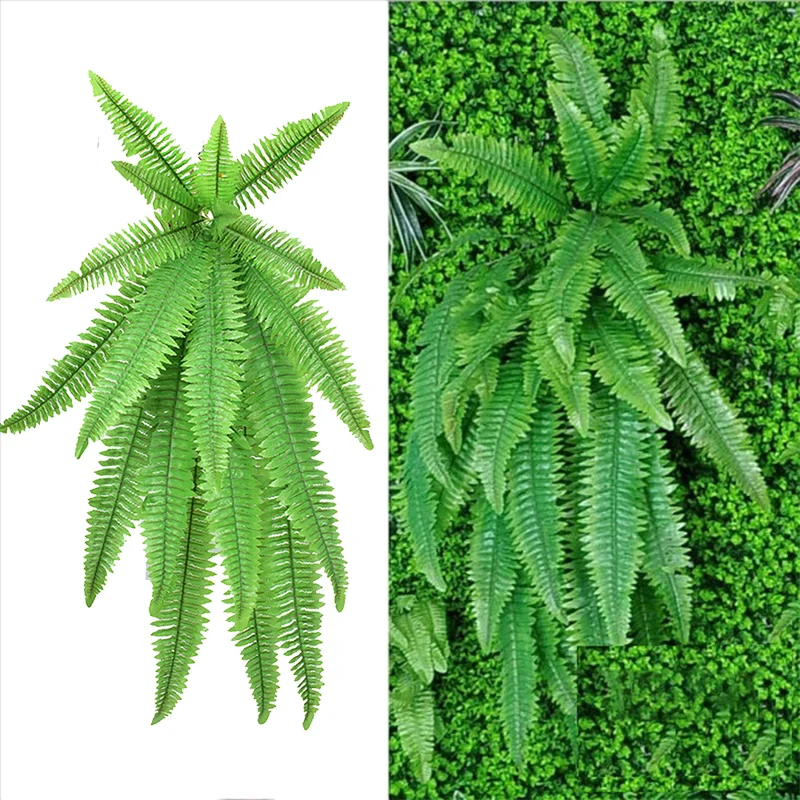 

Large Persian Leaf Green Plants Artificial Flower Potted DIY Wall Hanging Leaves Creative Grass Rattan Vine Home Decor Garden