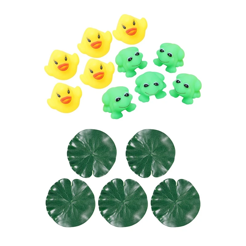 -15 Pcs Toys Decor: 10 Pcs Baby Bath Tub Toys 5Pcs Frogs + 5Pcs Ducks & 15 Pcs Aquarium Fish Tank Green Lotus Leaf Plastic Floa
-15 Pcs Toys Decor: 10 Pcs Baby Bath Tub Toys 5Pcs Frogs + 5Pcs Ducks & 15 Pcs Aquarium Fish Tank Green Lotus Leaf Plastic Floa