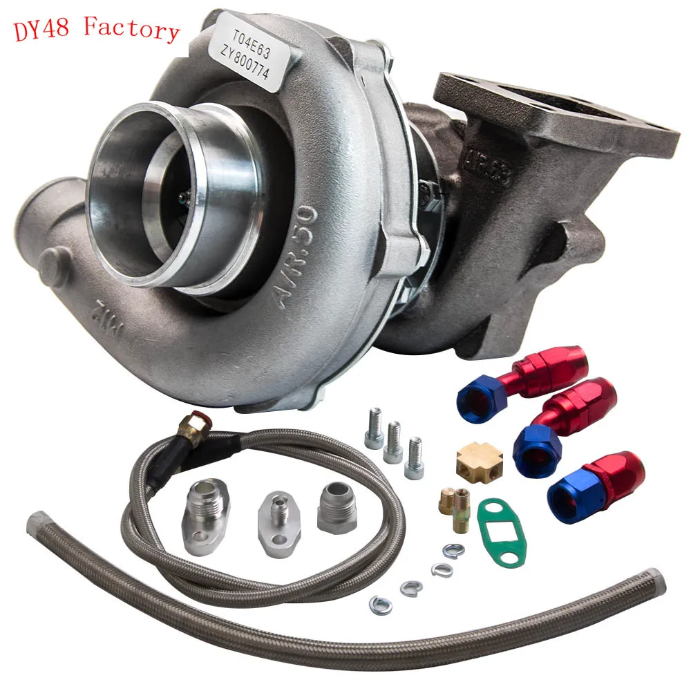 

Universal Car Turbocharger kit T04E T3/T4 A/R.57 73 Trim 400+HP Stage III Turbo Charger+Oil Feed+Drain Line kit