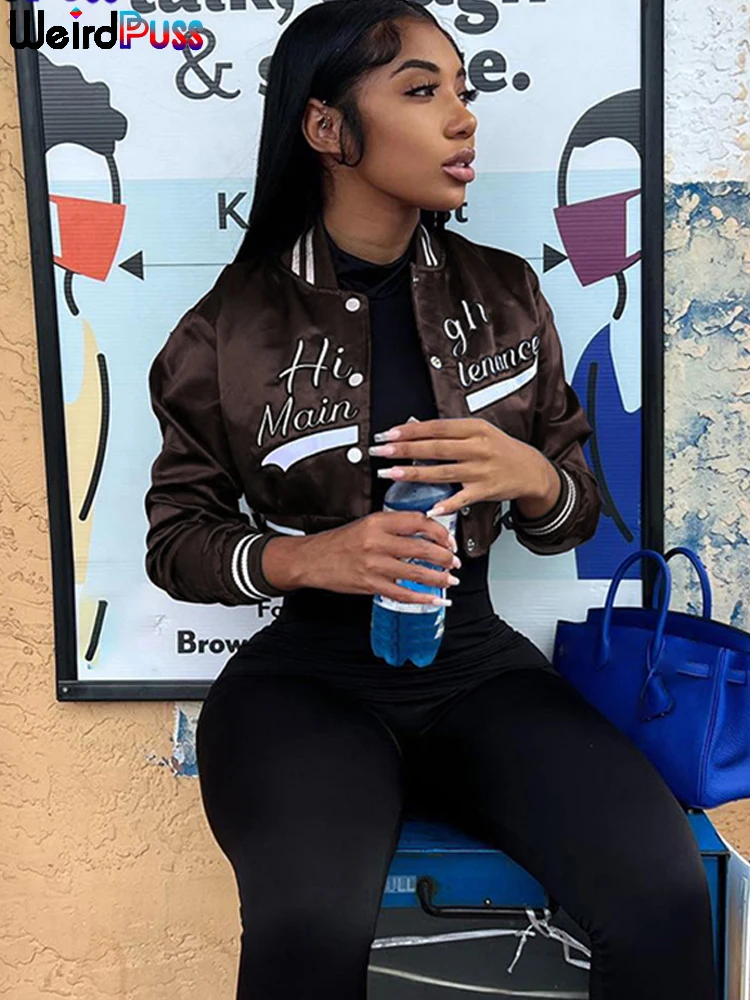 Weird Puss Y2K Jacket Varsity Uniform Women Letter Print Casual Sporty Button Baseball Wild Street Vintage Short Coat Outwear
Weird Puss Y2K Jacket Varsity Uniform Women Letter Print Casual Sporty Button Baseball Wild Street Vintage Short Coat Outwear