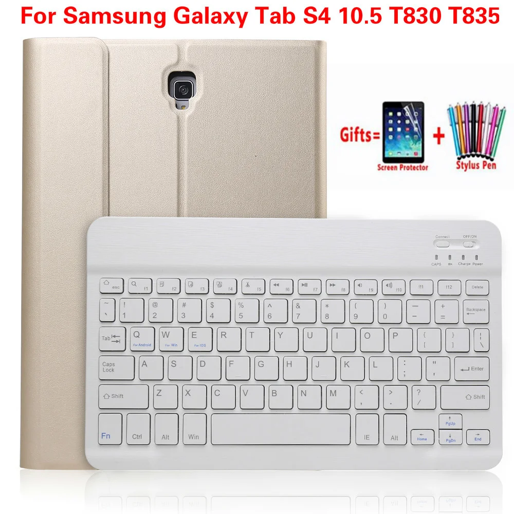 

Detached Wireless Bluetooth Keyboard SM-T835 Case for Samsung Galaxy Tab S 4 S4 10.5 T830 T835 T837 PU Stand Cover Funda + Flim