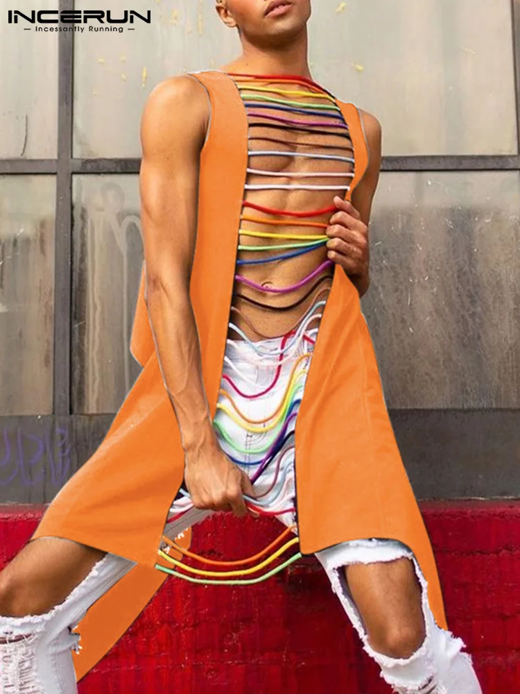 Stylish New Men's Color Strips Waistcoat Party Shows Wear Male All-match Connect Front Hollow Long Vests S-5XL INCERUN Tops 2022
Stylish New Men's Color Strips Waistcoat Party Shows Wear Male All-match Connect Front Hollow Long Vests S-5XL INCERUN Tops 2022