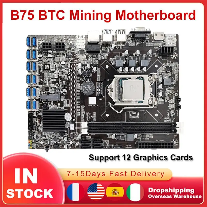 B75 BTC Mining Motherboard 12 USB to PCIE GPU Graphics Card Slot Slot Support LGA 1155 DDR3 DIMM RAM Computer Gaming Motherboard
B75 BTC Mining Motherboard 12 USB to PCIE GPU Graphics Card Slot Slot Support LGA 1155 DDR3 DIMM RAM Computer Gaming Motherboard