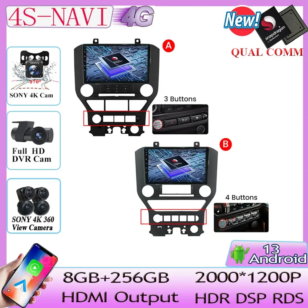 Qualcomm Android 13 Car Radio For Ford Mustang 6 VI S550 2014 - 2021 Navigation GPS Carplay Autoradio Multimedia No 2 din DVD 5G
Qualcomm Android 13 Car Radio For Ford Mustang 6 VI S550 2014 - 2021 Navigation GPS Carplay Autoradio Multimedia No 2 din DVD 5G