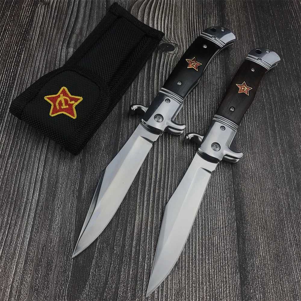 New Russian Finka NKVD KGB Assist Folding Knife Outdoor Hunting Knife Survival Knife Tool 440C Blade Wood Handle Tacitcal knife
New Russian Finka NKVD KGB Assist Folding Knife Outdoor Hunting Knife Survival Knife Tool 440C Blade Wood Handle Tacitcal knife