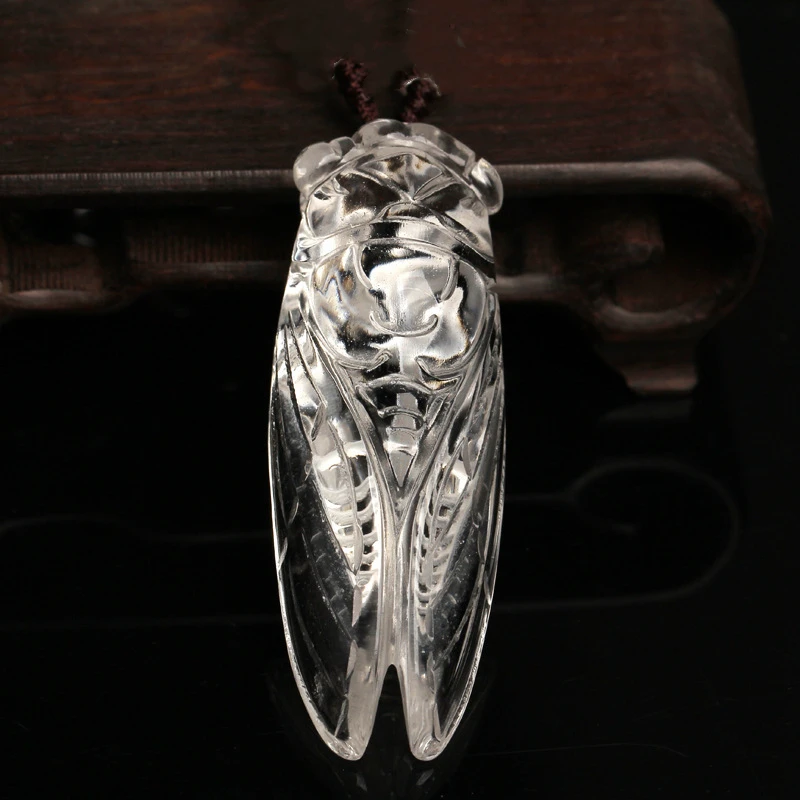 

Natural White Crystal Hand Carved Cicada Jade Pendant Fashion Boutique Jewelry Men's and Women's Cicada Necklace Gift