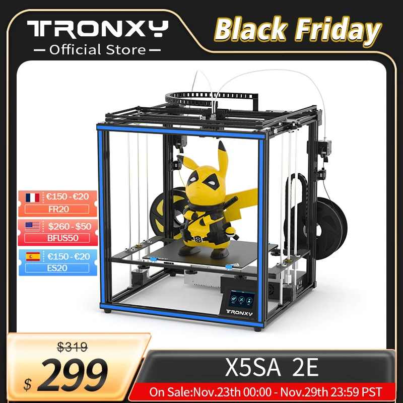 TRONXY X5SA 2E 2 IN 1 auto leveling FDM 3d printer 300*300*400mm Large print Size High precision Quick Assembly 3d printer Kit
TRONXY X5SA 2E 2 IN 1 auto leveling FDM 3d printer 300*300*400mm Large print Size High precision Quick Assembly 3d printer Kit