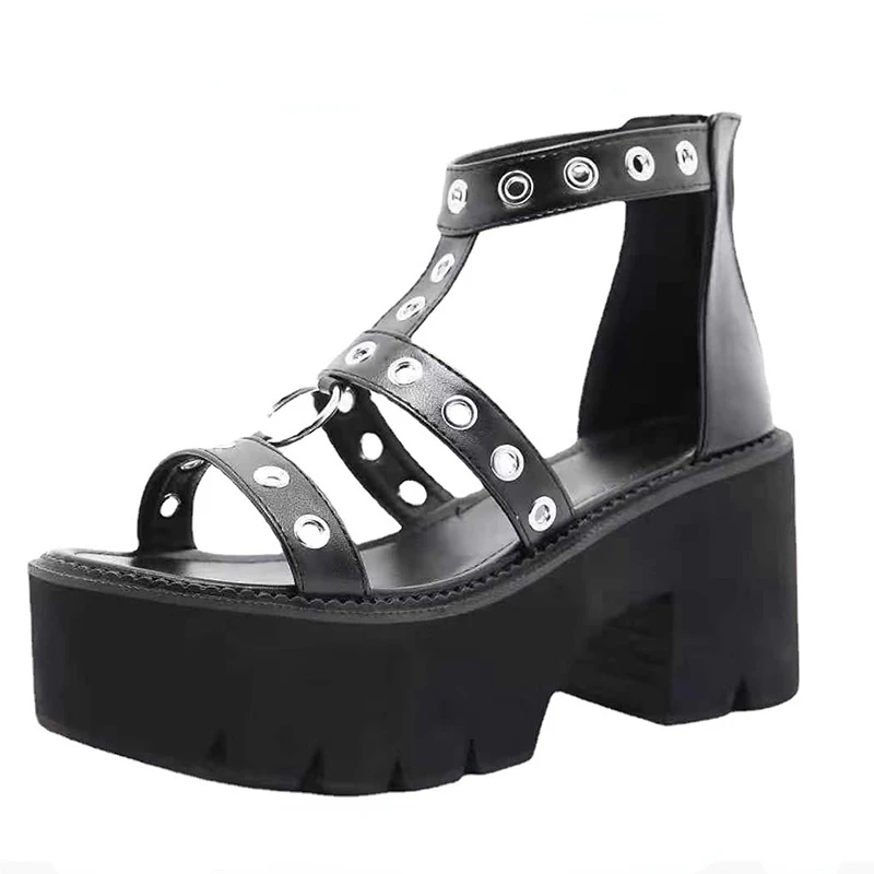 Summer Women Platform Sandals Metal Ring Hollow Heels Sandals Woman Punk Goth Thick Sole Shoes Ladies Pumps
Summer Women Platform Sandals Metal Ring Hollow Heels Sandals Woman Punk Goth Thick Sole Shoes Ladies Pumps