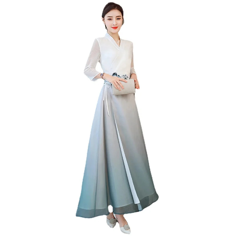 Summer Chinese Style Improved Hanfu Literature Retro Zen Tea Dress Waist Ancient Costume Fairy Dress Zen Dance Dress Girl Hanfu
Summer Chinese Style Improved Hanfu Literature Retro Zen Tea Dress Waist Ancient Costume Fairy Dress Zen Dance Dress Girl Hanfu