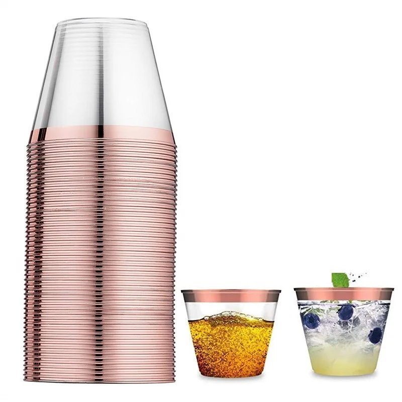 10pcs-25pcs Thickened 9Oz Rose Gold Rim Disposable Plastic Cup Cocktail Glasses Drinking Cups Wedding Bulk Party Clear Cups set
10pcs-25pcs Thickened 9Oz Rose Gold Rim Disposable Plastic Cup Cocktail Glasses Drinking Cups Wedding Bulk Party Clear Cups set