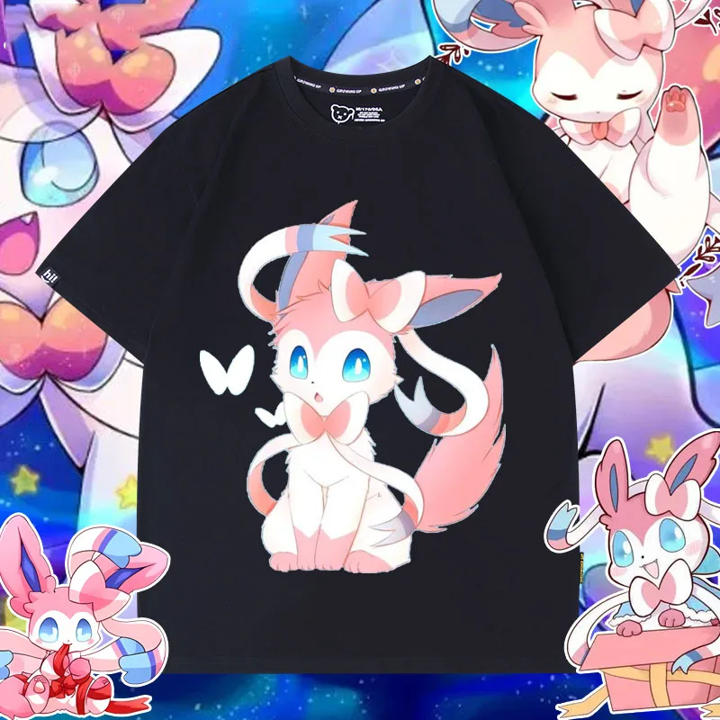 Kawaii Pokemon Cute Cartoon Sylveon Joint Anime Peripheral Men and Women Cotton Short-Sleeved Top Summer New Loose T-Shirt
Kawaii Pokemon Cute Cartoon Sylveon Joint Anime Peripheral Men and Women Cotton Short-Sleeved Top Summer New Loose T-Shirt