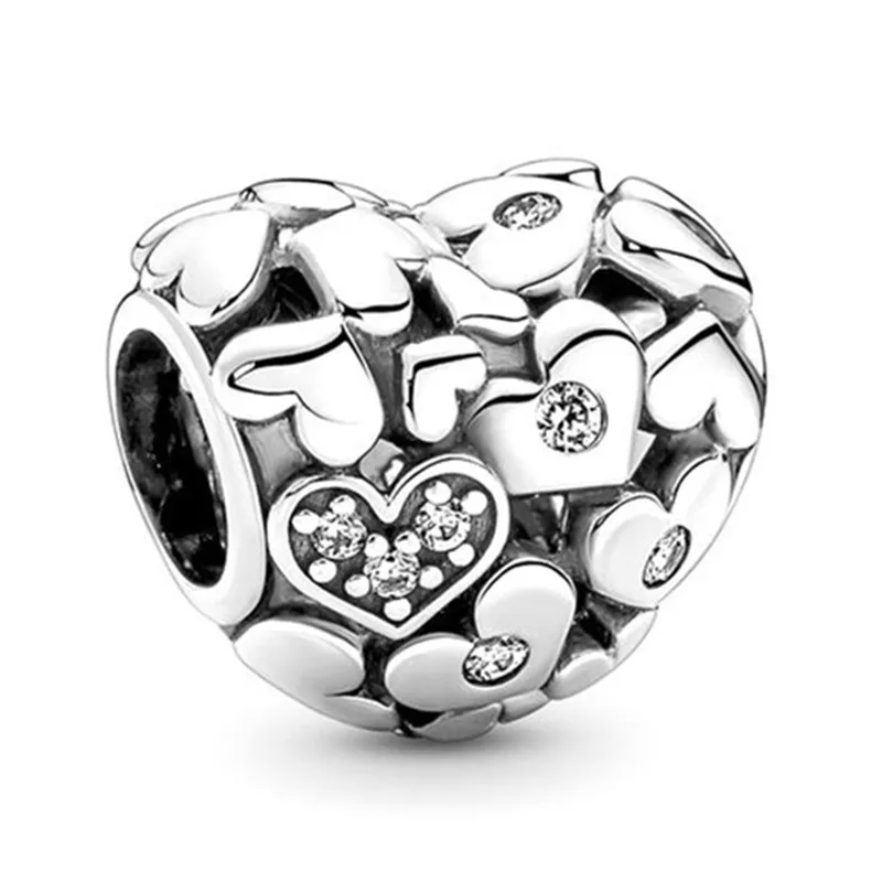 

Authentic 925 Sterling Silver Sparkling Openwork Heart With Crystal Charm Bead Fit Pandora Bracelet & Necklace Jewelry