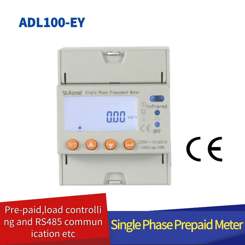 Single Phase Prepaid Energy Meter ADL100EYNK Support Remote Recharge Class1 DIN Electrical Meter Alarm For Dump 50/60Hz RS485
Single Phase Prepaid Energy Meter ADL100EYNK Support Remote Recharge Class1 DIN Electrical Meter Alarm For Dump 50/60Hz RS485