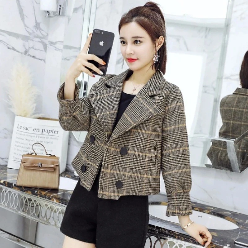 High-quality Women's basic coat 2022 New Fashion Spring New Small Suit Korean Jacket Slim Plaid Short Coats
High-quality Women's basic coat 2022 New Fashion Spring New Small Suit Korean Jacket Slim Plaid Short Coats