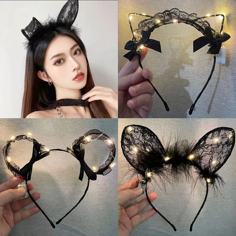 

Cute Cat Ears Headband Female Bell Headwear Fox Ears Cosplay Hairpin Party Prom Maid Hair Accessories Masquerade Anime Hair Hoop