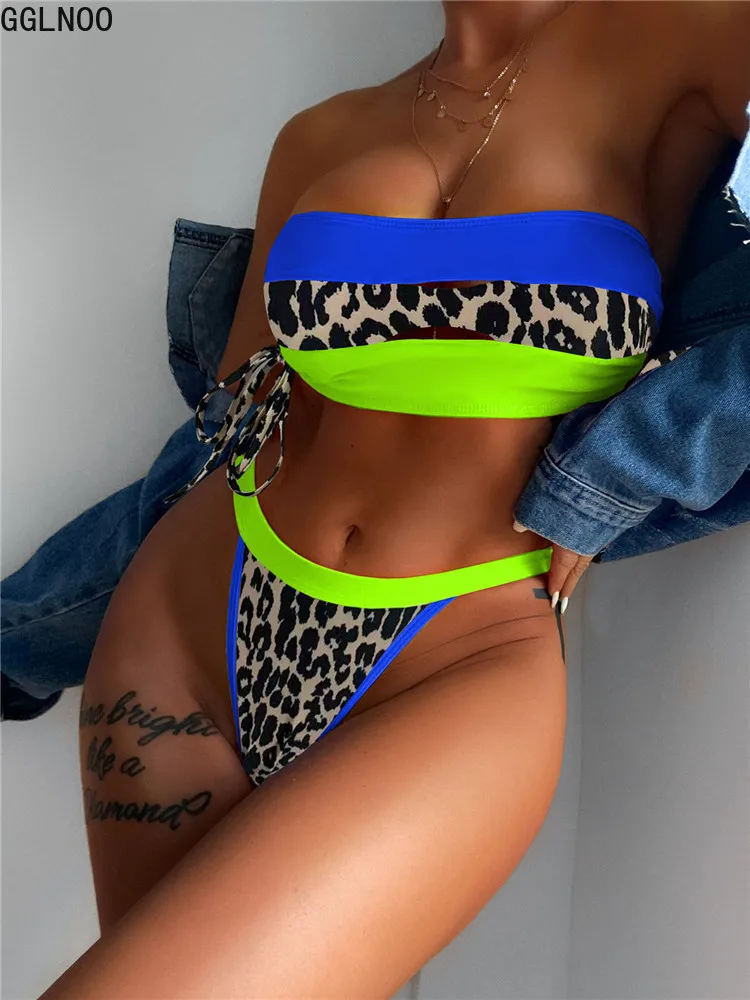 GGLNOO Stitching Bikini Set Women String Sexy Split Swimming Suit Swimsuit Female Summer BeachTwo-pieces Swimwear Biquini
GGLNOO Stitching Bikini Set Women String Sexy Split Swimming Suit Swimsuit Female Summer BeachTwo-pieces Swimwear Biquini