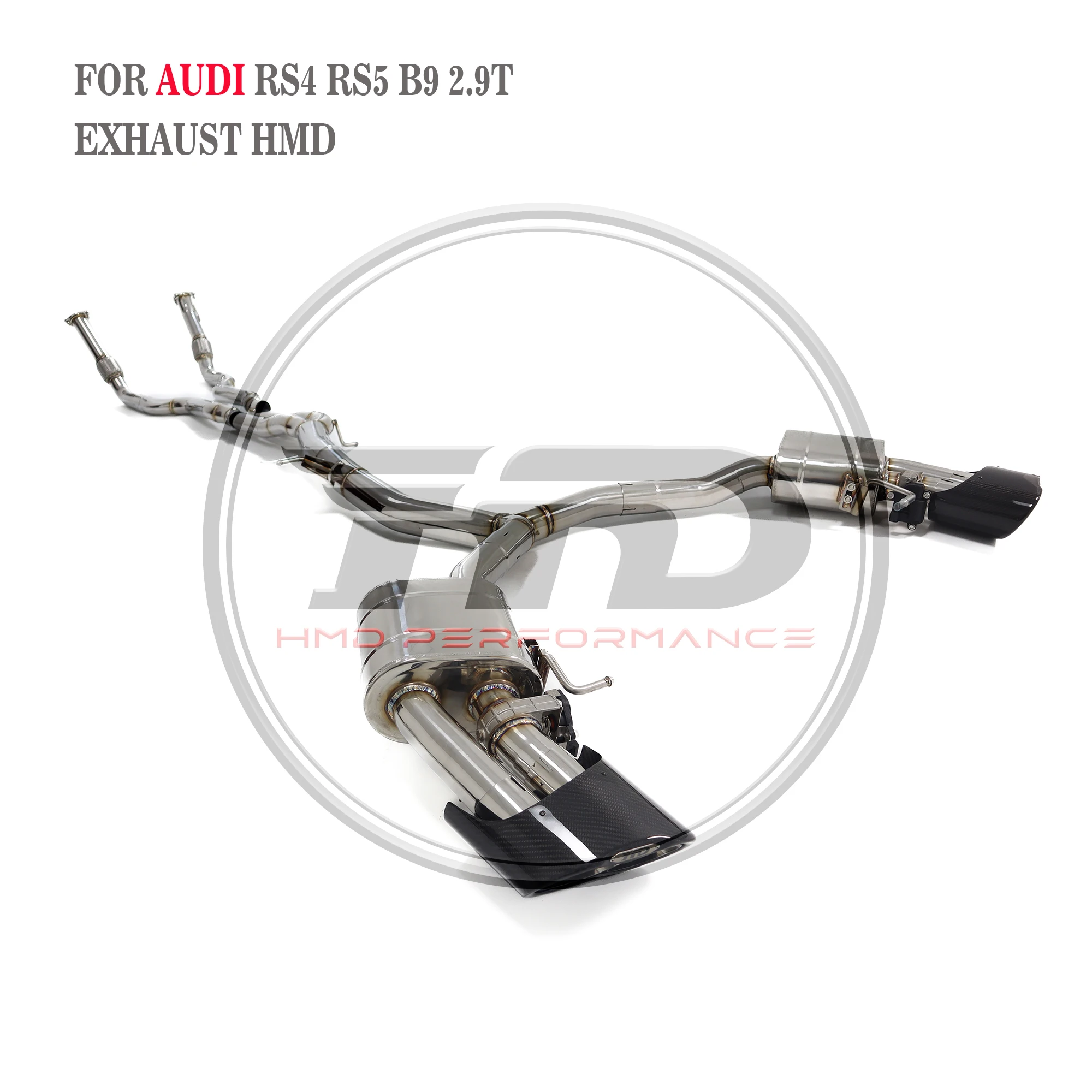 

HMD Stainless Steel Exhaust System Performance Catback Front Pipe for Audi RS4 RS5 B9 2.9T Valve Muffler With RS Style Tip