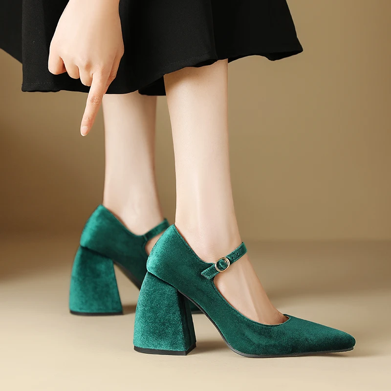 Brand Concise Velvet Mary Jane Shoes for Women Buckle Strap High-heeled Pumps Black Green Office Party Dress Shoes Ladies Spring
Brand Concise Velvet Mary Jane Shoes for Women Buckle Strap High-heeled Pumps Black Green Office Party Dress Shoes Ladies Spring