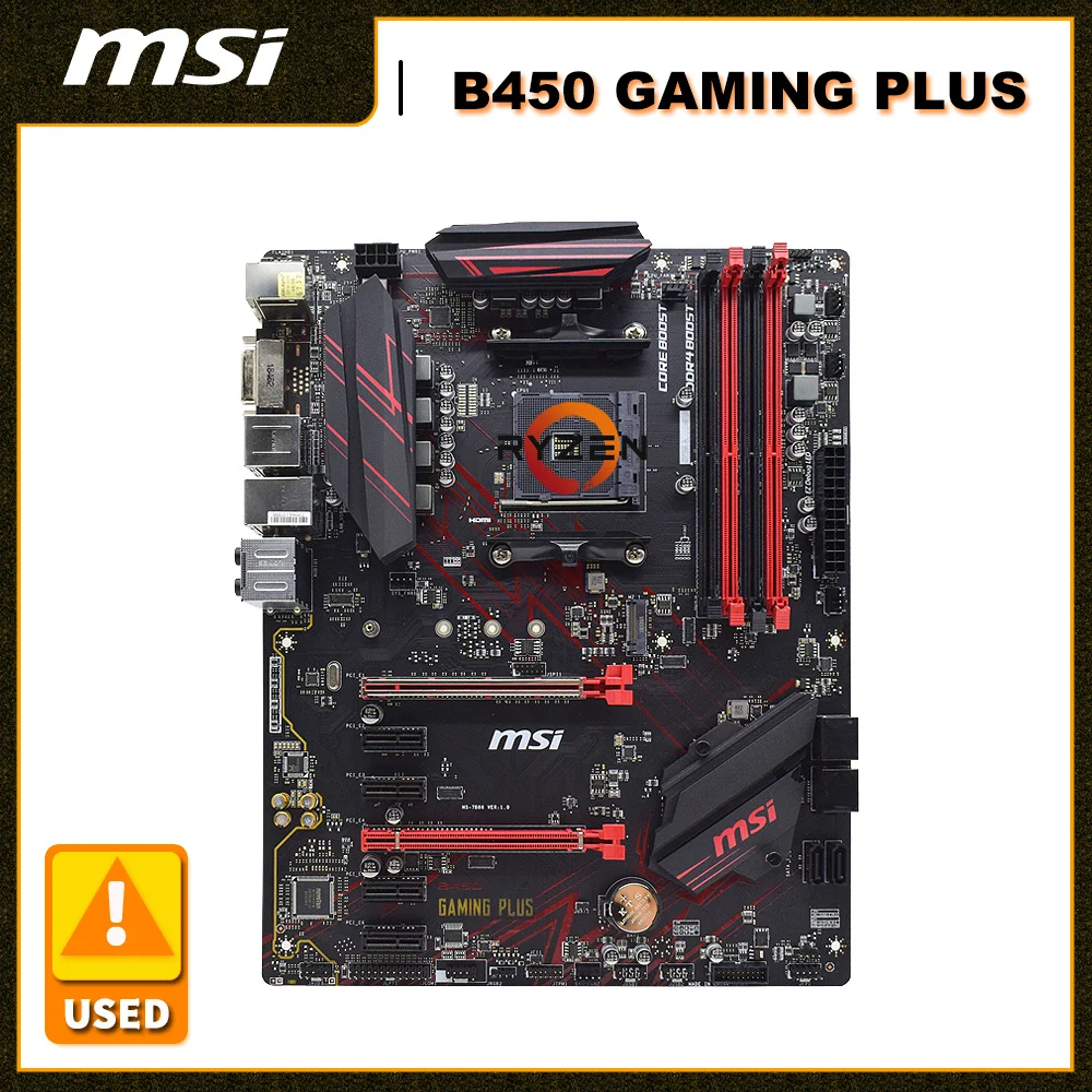 Материнская плата MSI B450 GAMING PLUS AMD B450 4 × DDR4 DIMM 64 Гб PCI-E 3,0 SATA III M.2 HDMI Поддержка разгона Ryzen 5 5600 ЦП ATX 
Материнская плата MSI B450 GAMING PLUS AMD B450 4 × DDR4 DIMM 64 Гб PCI-E 3,0 SATA III M.2 HDMI Поддержка разгона Ryzen 5 5600 ЦП ATX
