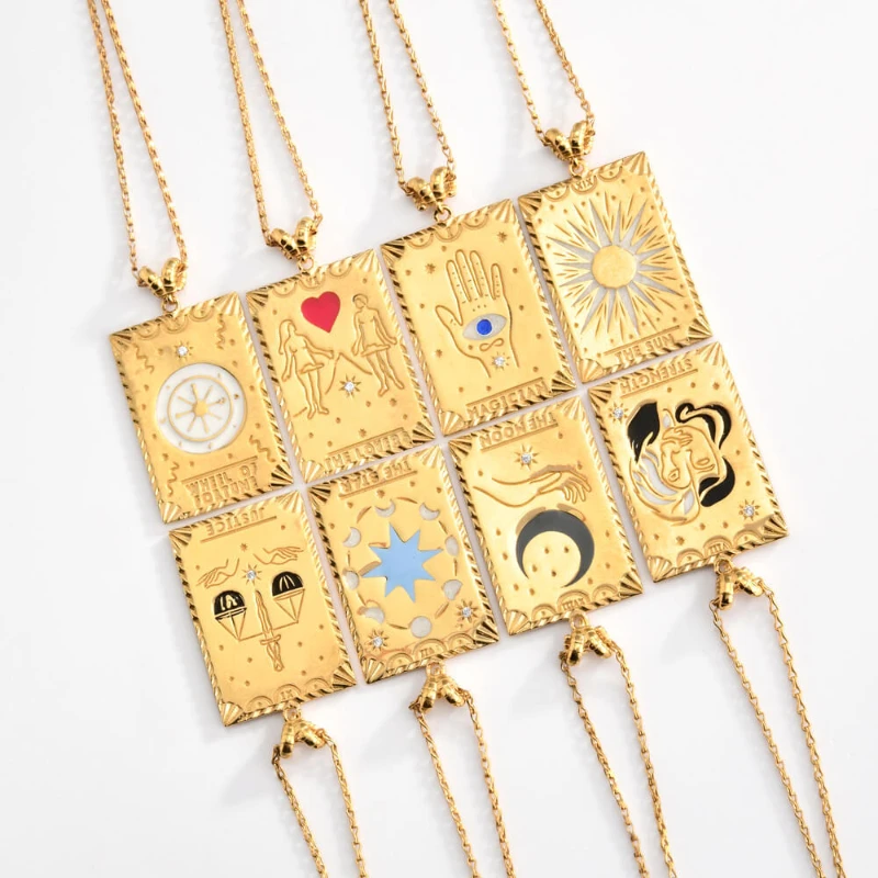 Vintage Tarot Cards Necklaces for Women Girl Enamel Pendant Chain Necklace Charm Delicate Sun Moon Celestial Mystic Jewelry Gift
Vintage Tarot Cards Necklaces for Women Girl Enamel Pendant Chain Necklace Charm Delicate Sun Moon Celestial Mystic Jewelry Gift