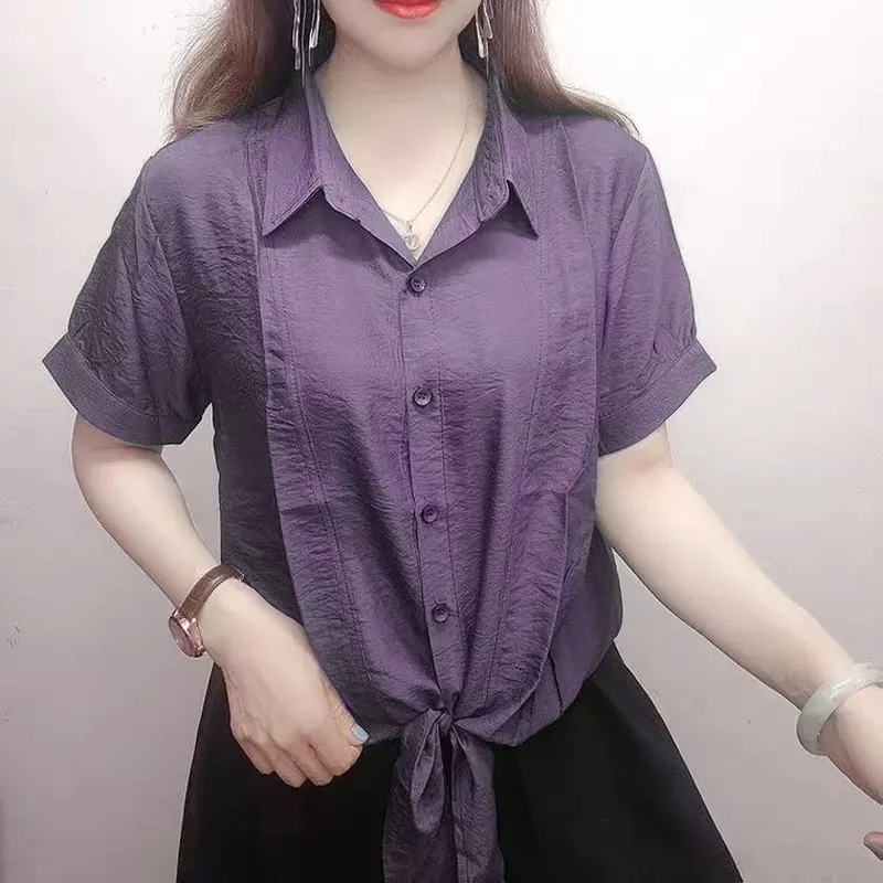 Female Stylish Bandage Bow Solid Blouse Women Clothing Basic Daily Single-breasted Summer Turn-down Collar Spliced Shirt
Female Stylish Bandage Bow Solid Blouse Women Clothing Basic Daily Single-breasted Summer Turn-down Collar Spliced Shirt