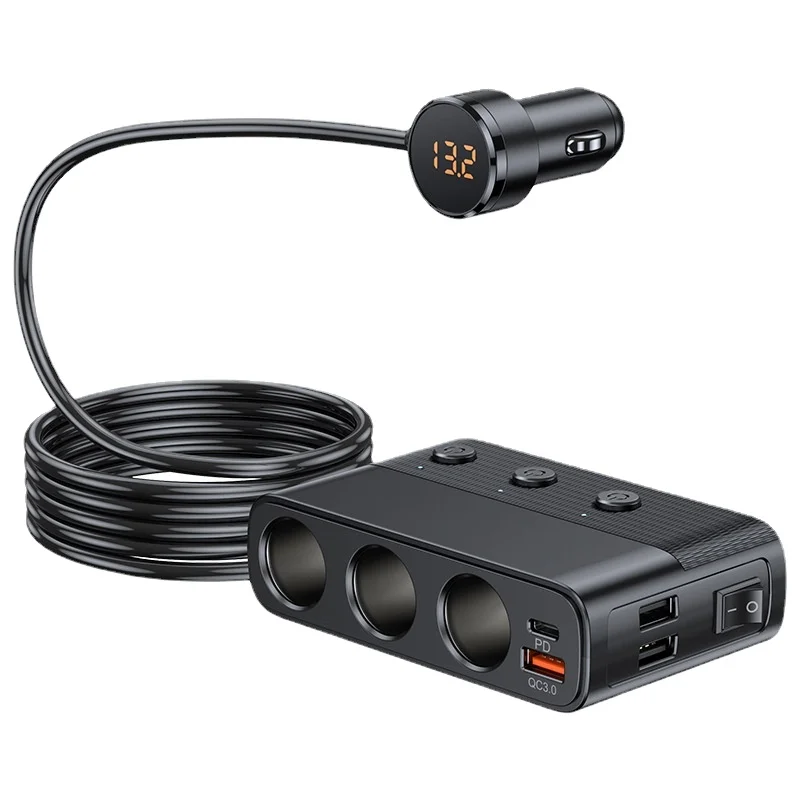 C28 Car Cigarette Lighter Adapter with Switch, 3 USB Ports, 128W High Power, QC3.0 Fast Charger
C28 Car Cigarette Lighter Adapter with Switch, 3 USB Ports, 128W High Power, QC3.0 Fast Charger